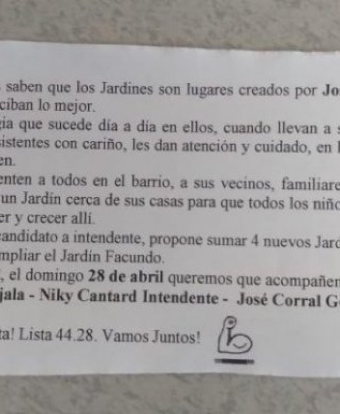 Santa Fé: pegaron notas en cuadernos de jardines llamando a votar a Cambiemos