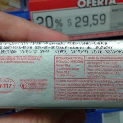 Importación de lácteos:  manteca uruguaya y queso francés en las góndolas