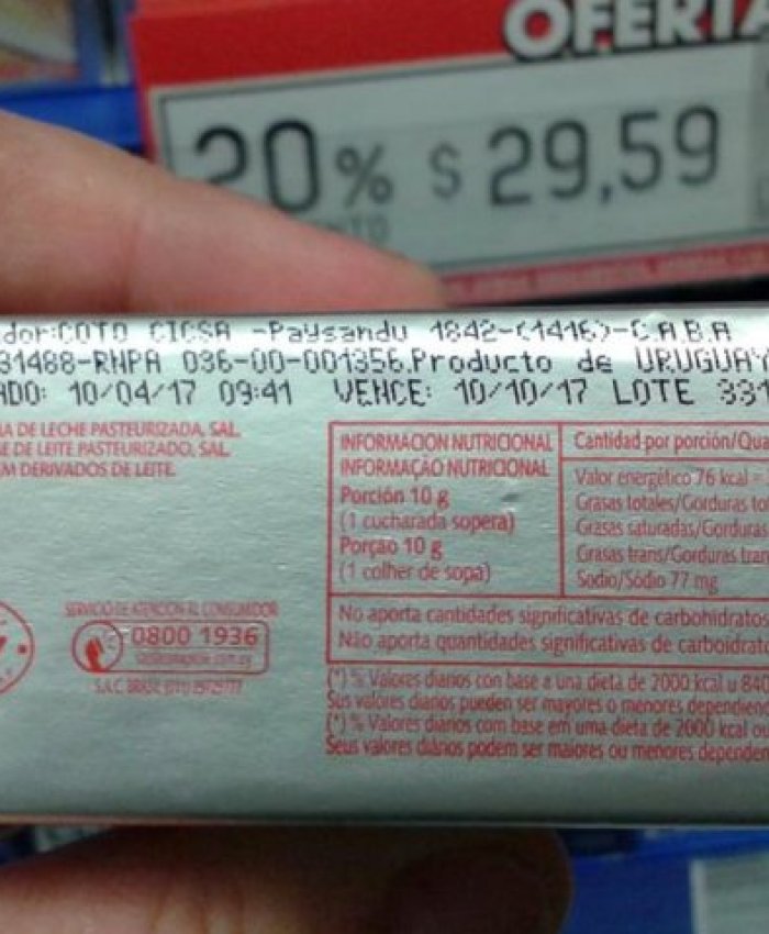 Importación de lácteos:  manteca uruguaya y queso francés en las góndolas