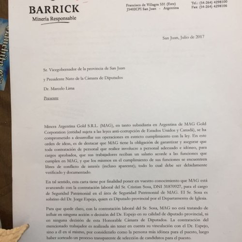 La minera Barrick nombró al sobrino de un diputado