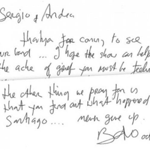 Bono envió una carta a los familiares de Maldonado y les pidió que “nunca se rindan”