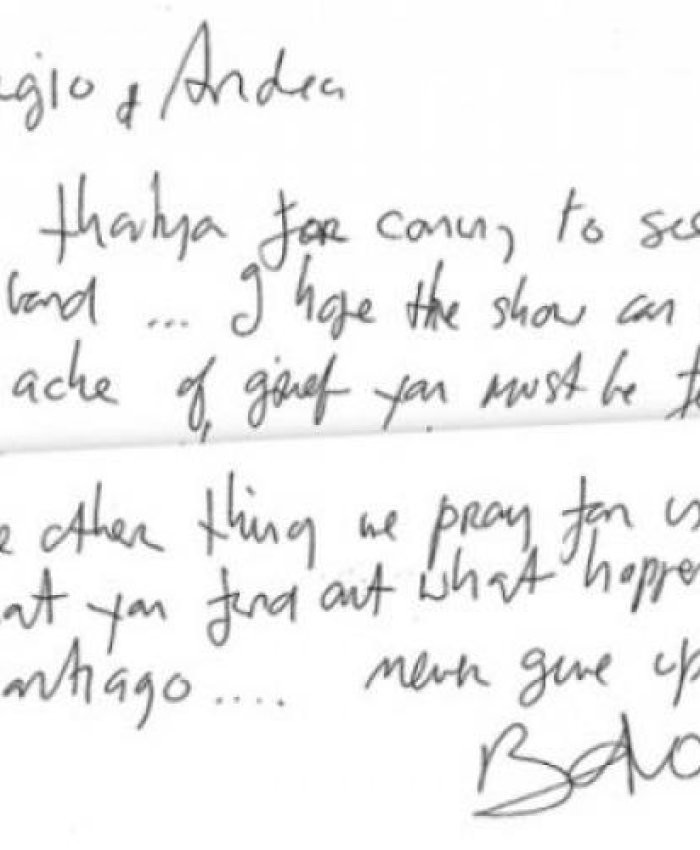 Bono envió una carta a los familiares de Maldonado y les pidió que “nunca se rindan”