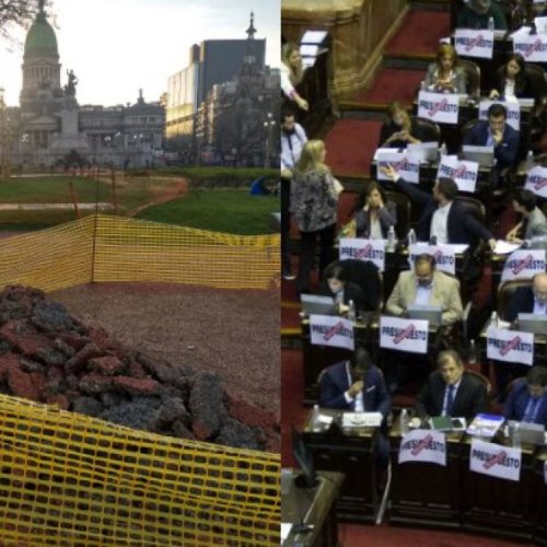 Crónica de una violencia anunciada: anoche algunos periodistas denunciarian una suelta de escombros alrededor del Congreso, en vispetas del tratamiento del presupuesto 2019