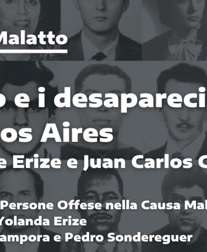 Malatto y los desaperacidxs de Buenos Aires: encuentro virtual organizado desde Italia.