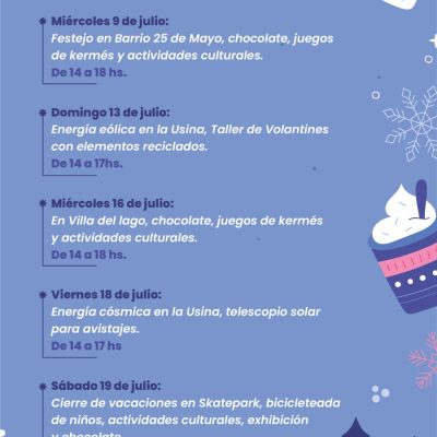 Vacaciones de Invierno en Ullum con actividades gratuitas para toda la familia
