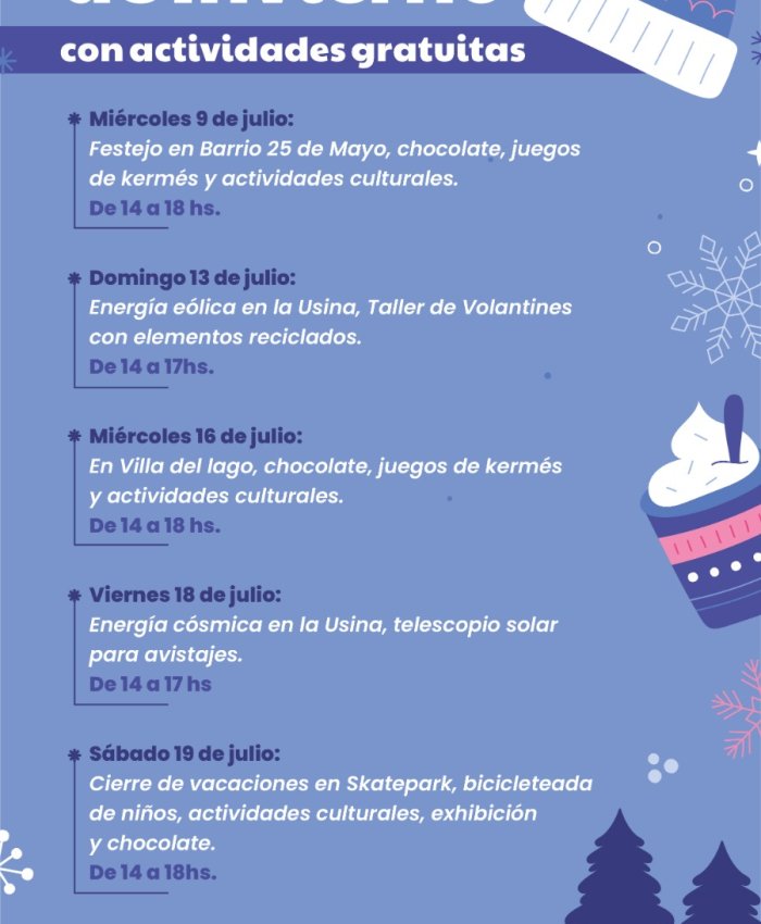Vacaciones de Invierno en Ullum con actividades gratuitas para toda la familia