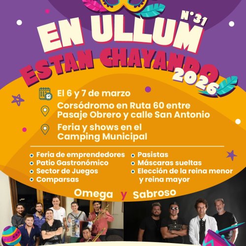 Omega, Sabroso, Los Nocheros y Caligaris se presentan en Ullum