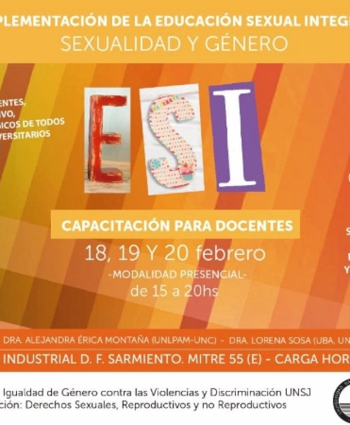 Se capacitará sobre Educación Sexual Integral en la UNSJ