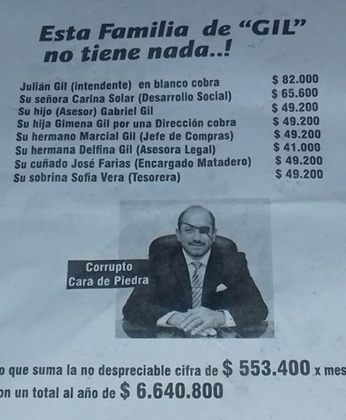 Caucete: la familia del intendente Gil se lleva medio millón por mes