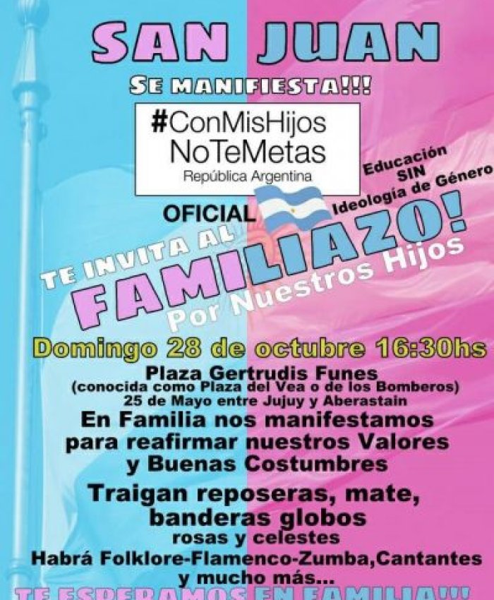 Preocupante: militantes pro Vida preparan el «Familiazo» en contra de la ESI