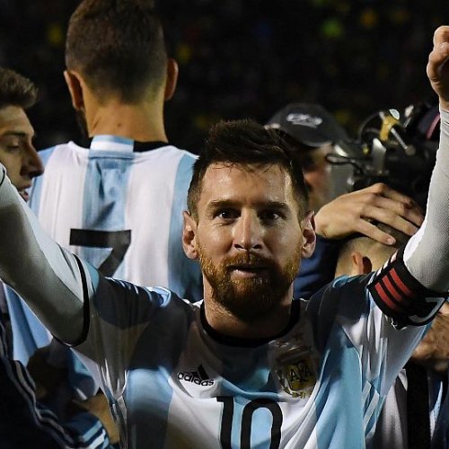 Télam 10/10/2017 Quito, Ecuador: Lionel Messi, fundamental para el triunfo ante Ecuador y  la clasificación argentina, festeja al terminó del cotejo en el que el seleccionado nacional ganó 3-1  en  el estadio Atahualpa por la última fecha de las Eliminatorias Sudamericanas.Foto: Enviado Especial/José Romero/CF