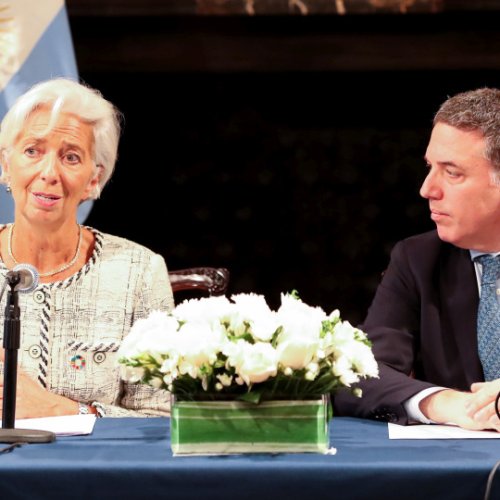 La directora jefe del FMI, Christine Lagarde, y el ministro de Hacienda, Nicolás Dujovne.