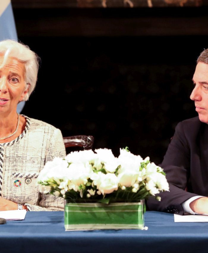 La directora jefe del FMI, Christine Lagarde, y el ministro de Hacienda, Nicolás Dujovne.