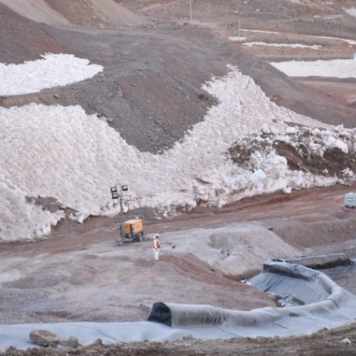 San Juan, Mina de Veladero,zona de derrame, explotada por Barrick.