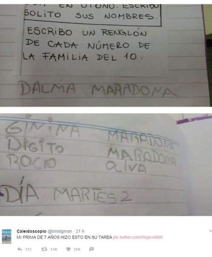 La insólita respuesta respuesta de una nena en su tarea de matemática