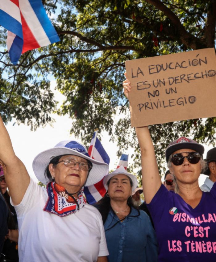 COSTA RICA: organizaciones sindicales, estudiantiles y sociales se manifiestan en rechazo a los recortes a la educación pública 