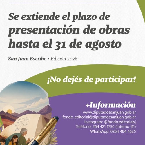 Extendieron hasta el 31 de agosto el plazo para participar del concurso “San Juan Escribe”